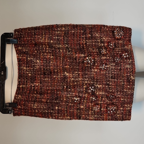 Per Se rust/brown tweed skirt-8 - Picture 3 of 6